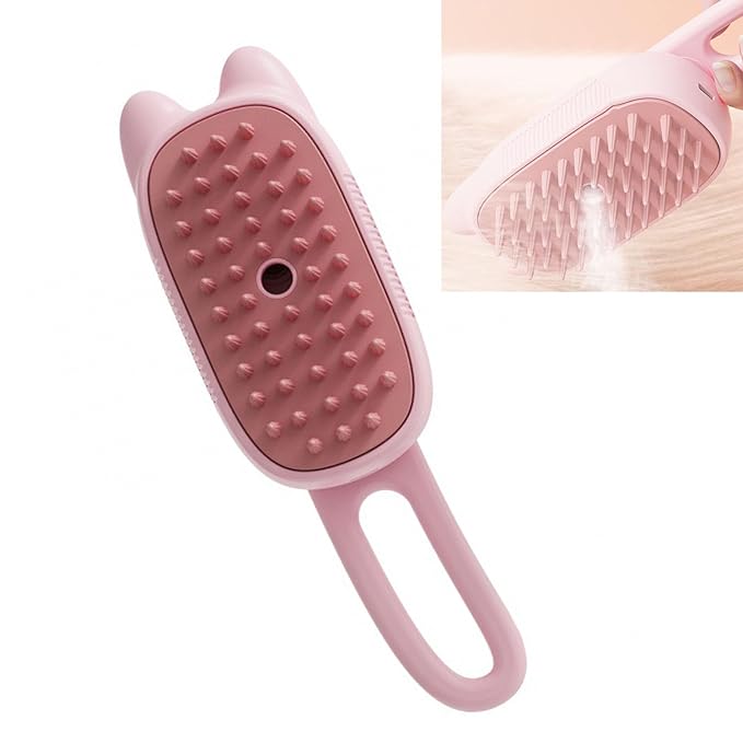 Pet Grooming Brushm,Cat Brush,3 In1 Spray Cat BrushSelf-Cleaning Wet Dog Comb with USB Rechargeable &amp; Water Tank,Suitable for Dogs,Cats to Reduces Flying Hair (Pink)