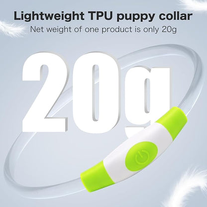 BSEEN Light Up Dog Collar - Rainproof Rechargeable LED Dog Collar - TPU Cuttable Glowing Pet Collar for Small Dogs&amp; Cats - Puppy Safety Dog Lights for Night Walking (XS- Green 40cm)