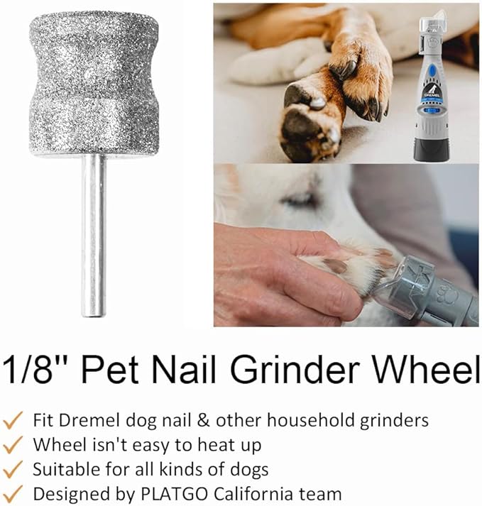 Diamond Dog Nail Grinder for Dremel, Diamond Bit for Big Dog&amp;Pets Nail Care, 1/8&