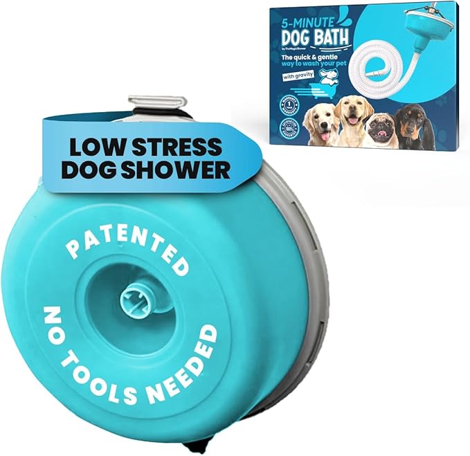 5-MinutePetBath Dog Bath Hose Attachment - Shower Head Accessory for Dog Washing - Low Stress Pet Shower - Portable Wash Station for Grooming, Rinse &amp; Cleaning - Attachable Bathing Essential - Green