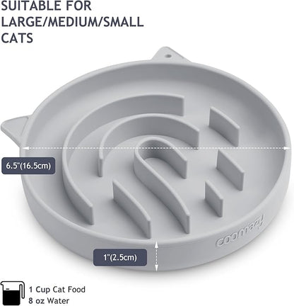 Coomazy Silicone Slow Feeder Dog Cat Bowls, Interactive Puzzle Toy for Pets Food Training, Keeps Dogs Cats Busy, Prevents Puppy Kitty Overeating (Smoke Gray, 1.4Cup)