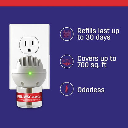 FELIWAY MultiCat Calming Pheromone Diffuser: 1 Diffuser &amp; 2 Refills (60 Days)