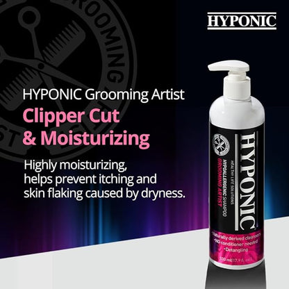 HYPONIC Grooming Artist Shampoo - Hypoallergenic Pet Shampoo for Groomers (Clipper Cut &amp; Moisturizing (17.9 oz))