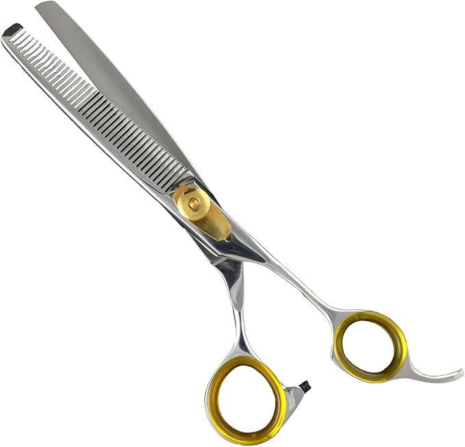 Sharf Gold Touch Pet Grooming Shear Kit 7.5 Inch Straight &amp; 6.5" 42-Tooth Thinning Scissors