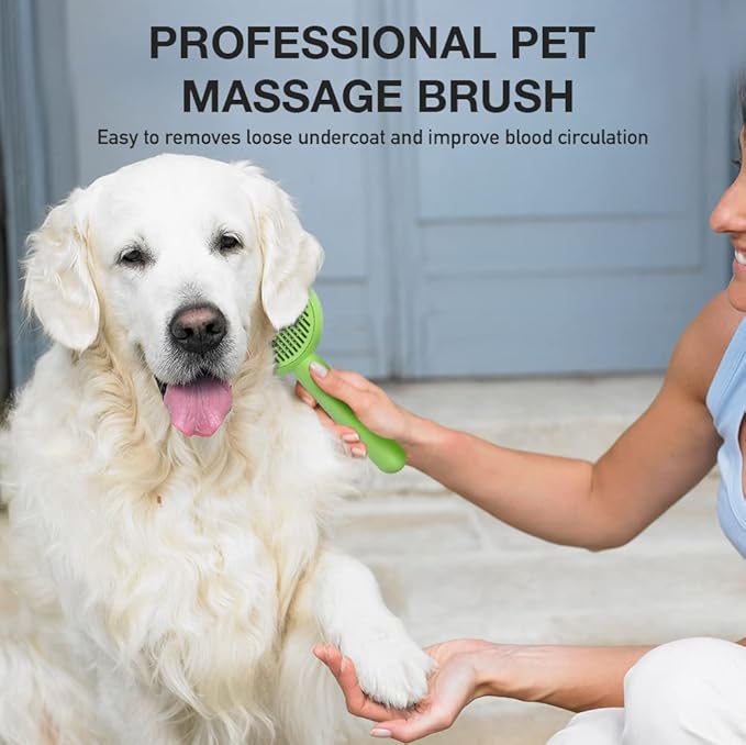 Self-Cleaning Dog &amp; Cat Slicker Brush, Skin Friendly Deshedding Grooming Tool for Long or Short Haired Dogs Cats Rabbits, Dog Shedding Brush with Release Button - Frog