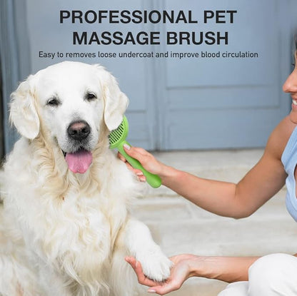 Self-Cleaning Dog &amp; Cat Slicker Brush, Skin Friendly Deshedding Grooming Tool for Long or Short Haired Dogs Cats Rabbits, Dog Shedding Brush with Release Button - Frog