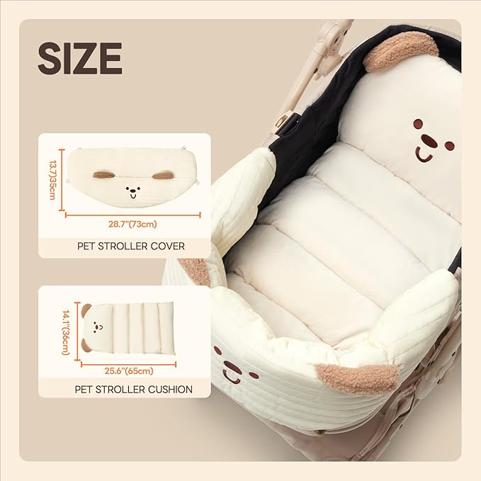 Dog Stroller Cushion &amp; Mat, Pet Stroller Cushion for Dogs &amp; Cats, Ideal Pet Accessories for Comfortable Rides
