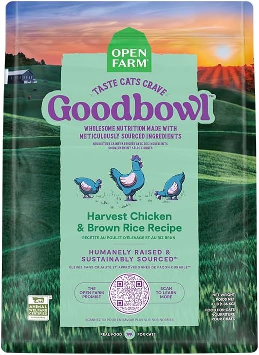 Open Farm Goodbowl, Protein Rich Dry Cat Food Made from Meticulously Sourced Simple Ingredients, Harvest Chicken &amp; Brown Rice Recipe, 7lb Bag (112oz Bag)