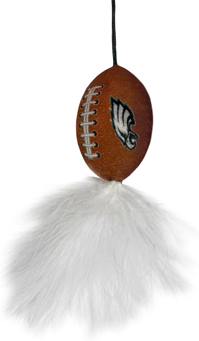 NFL Philadelphia Eagles Cat Tunnel Tube Toy with Plush Football Catnip and Feathers Collapsible Tunnel for Cats to Play, Peek and Hide, Sporty &amp; Fun Cat Tunnel Toy with Team Logo All-Over Design!