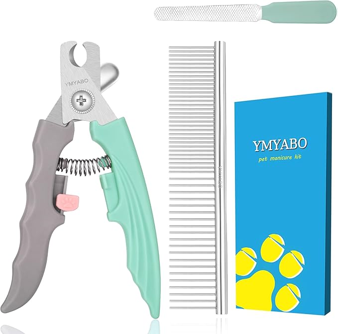 Dog Nail Clipper,Pet Nail Trimmers Safety Guard to Aviod Over Cutting,Puppy Cat Claw Trimmer,with Free Dog Comb &amp; Nail File, Sharp Grooming Clipper, Great for Thick Toenail, Green