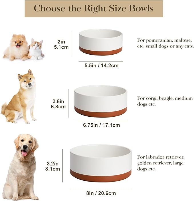 MALACASA Dog Bowls, Ceramic Dog Food and Water Bowls for Small Size Dogs, 1.5 Cups Capacity Pet Bowl for Puppy &amp; Cats (S-1.5 Cups)