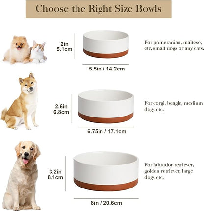 MALACASA Dog Bowls, Ceramic Dog Food and Water Bowls for Small Size Dogs, 1.5 Cups Capacity Pet Bowl for Puppy &amp; Cats (S-1.5 Cups)