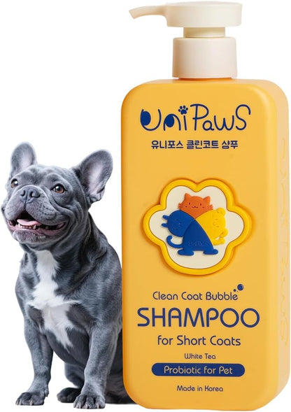 Unipaws Probiotic Dog Shampoo for Short-Haired Coats – Itch Relief, Deodorizing &amp; Hydrating for Healthy, Fresh Skin with Calendula &amp; Oatmeal – EWG Green &amp; White Tea Scent, Made in Korea, 16.9 Fl Oz