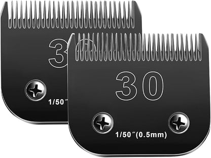 30 Blades Dog Grooming Blades Compatible with Andis/Oster A5/Wahl KM-10 Series Dog Clippers,Detachable Dog Clipper Replacement Blades,Black,(30