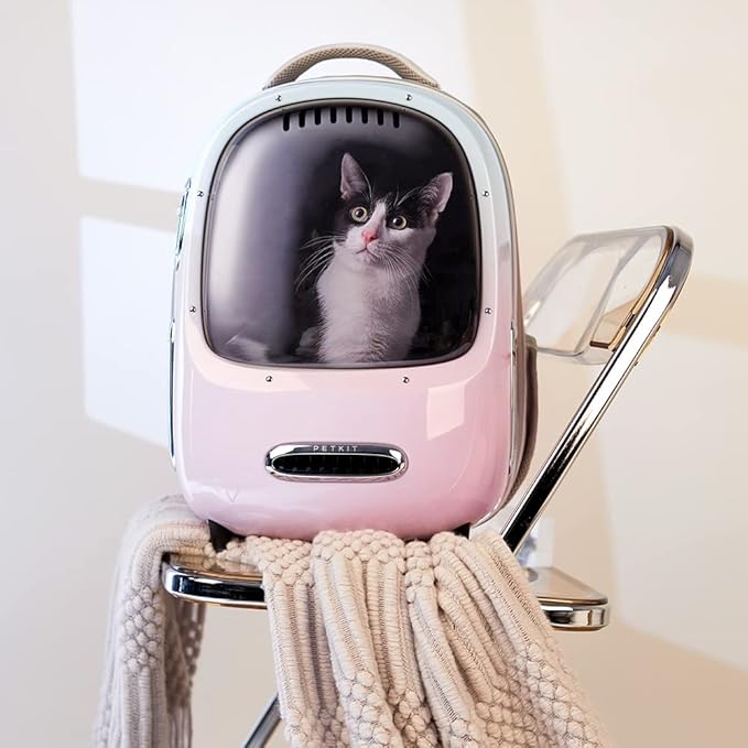 PETKIT Cat Backpack Carrier with Inbuilt Fan &amp; Light, Airline-Approved Pet Backpack Bubble for Kitty Small Dog, Detachable Dog Backpack with Padded Strap for Travel, Hiking, Walking &amp; Outdoor