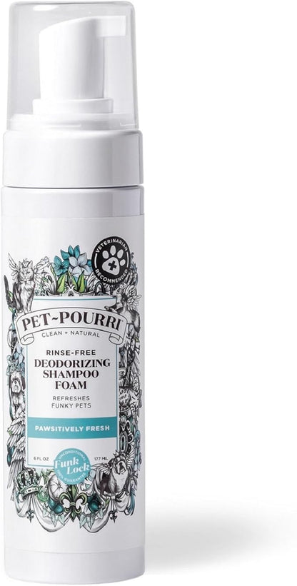 Poo-Pourri Rinse-Free Deodorizing Dry Shampoo for Dogs &amp; Cats – Moisturizing Skin &amp; Coat Soothing Formula - Plant Based Ingredients – Pineapple, Jasmine &amp; Pear – No Rinse Foam Shampoo for Pet Odor
