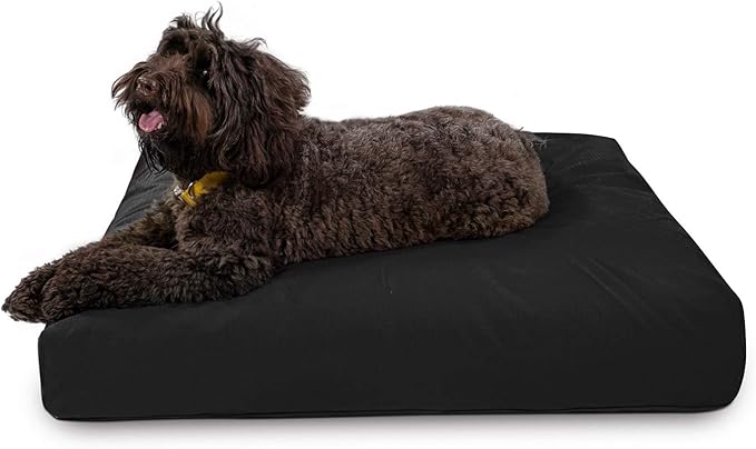 K9 Ballistics Tough Rectangle Pillow Large Dog Bed - Removable Cover, Washable, Durable &amp; Water Resistant Dog Bed Made for Big Dogs 40"x34", Obsidian Black