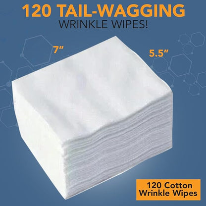 NOVEHA 5”x7” Large Dog Wipes | Wipes for Bulldog, French Bulldog, Pug, English Bulldog | Deodorizing, for Multiple Areas Removes Dirt, Wrinkles, Folds, Tear Stain, Tail Pockets &amp; Paws (120 Counts)