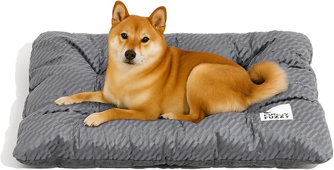 FUNNY FUZZY 35×23 Washable Dog Crate Bed,Orthopedic Cushion Mattress for Large Dogs-Fits 36 Inch Dog Crates, Reversible,Durable &amp; Comfortable Pet Bed,L,Charcoal Grey