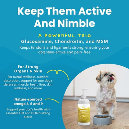 Liquid Multivitamin for Dogs with Probiotics, 8 in 1 Vitamins for Immune Support, Energy &amp; Digestion, High Absorption Liquid Dog Supplement, Made in USA, 16 oz