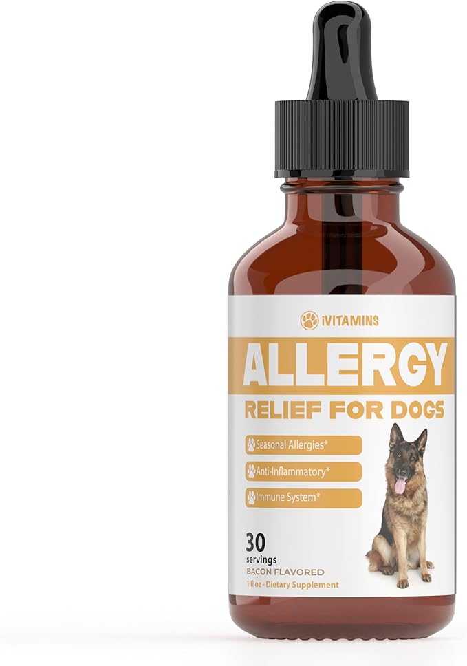 Natural Dog Allergy Relief - Helps to Naturally Support Allergy &amp; Itch Relief for Dogs - Allergy Relief for Dogs Itching - Itch Relief for Dogs - Dog Itch Relief - Dog Allergy Support - 1 fl oz (Dogs)