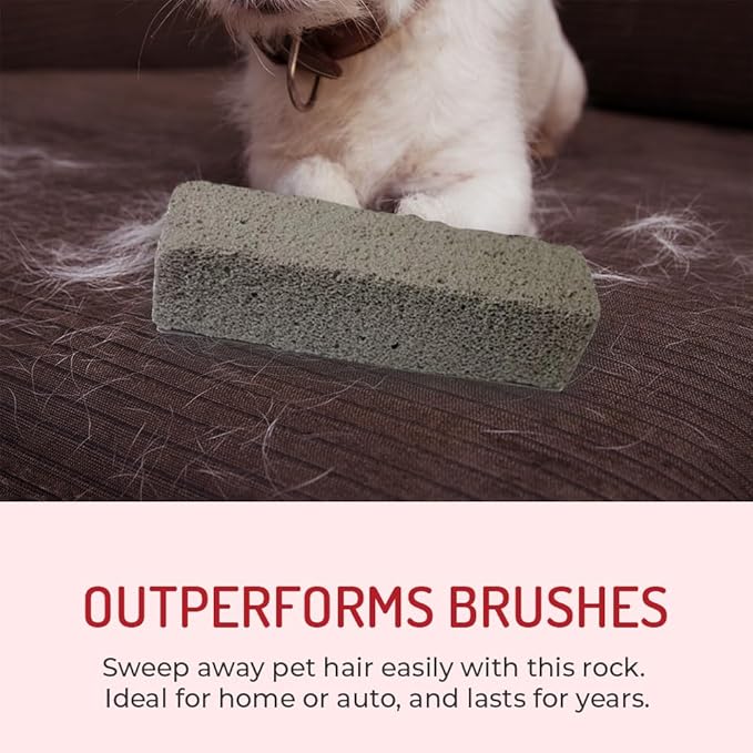 Pet Hair Remover Rock – 3 Pack Reusable Dog &amp; Cat Hair Cleaner for Carpet, Upholstery &amp; Auto Interiors – Easy Lint &amp; Fur Removal Tool – No Roller or Brush