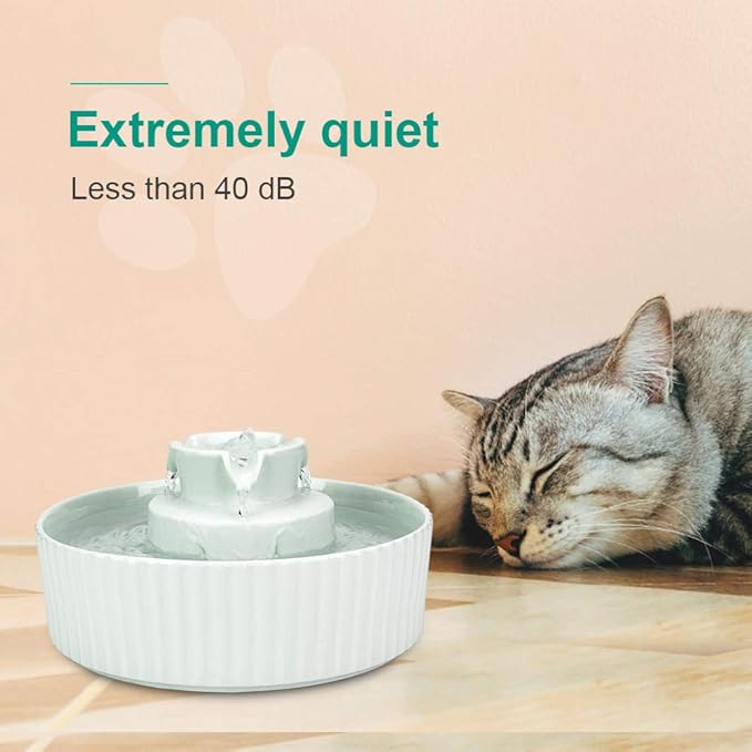 Ceramic Cat Water Fountain, 2.1L/71oz Cupcake Pet Water Fountain for Dog and Cat Indoor, 2 Ultra Quiet Pumps &amp; 3 Filters