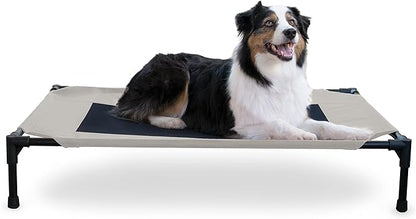 K&amp;H Pet Products Outdoor Elevated Dog Cot, Breathable Cooling Elevated Cot Hammock Pet Bed for Large Dogs, Washable Mesh Cover, Raised Metal Frame, Collapsible, Portable - Large 42 X 30in Taupe