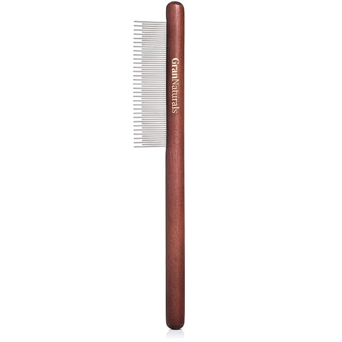 GranNaturals Wooden &amp; Metal Pet Comb for Detangling Hair, Grooming Fur, Dematting for Large and Small Dogs, Long &amp; Short Haired Cats