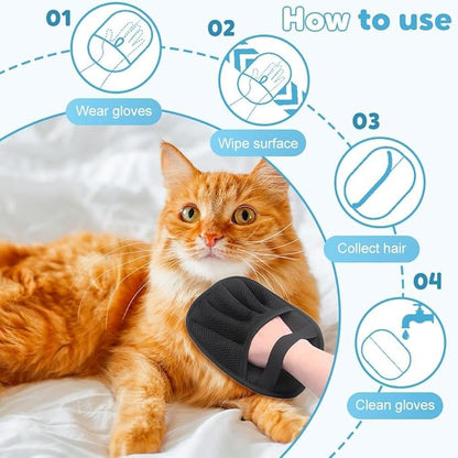 Pet Hair Remover Glove, 2025 New Pet Hair Removal Glove, Upgrade Efficient Grooming Gloves for Pet Hair, Reusable Cat Dog Grooming Gloves Pet Hair, Remover Electrostatic Gloves, for Cats &amp; Dogs