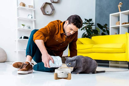 Ceramic Pet Bowls with Stand - Dog Cat Water Bowl and Food Dish -Heavy Weighted &amp; No Tip Over Pet Comfort Feeding Bowls -Dishwasher Safe &amp; Easy to Clean