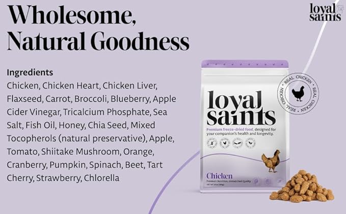 Freeze Dried Raw Dog Food - Premium Chicken Flavor with High Protein &amp; Grain Free Dog Food for Small or Large Breeds and Picky Eaters - Versatile as Meal Topper, Pet Snack &amp; Treats, 14 Oz
