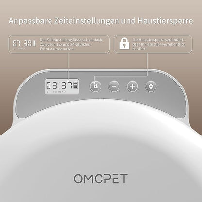 Automatic Cat Feeder Wet Food, Whisker-Friendly Automatic Cat Food Dispenser True 4-Meal Design with Locking Lid, Smart Timer Feeder for Wet Cat/Dog ，2-Ice Packs, Easy to Clean (White-1)