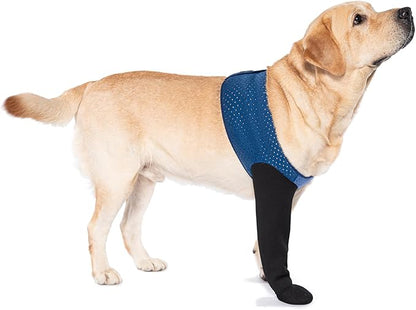 COODEO Dog Socks to Prevent Licking Paws, Healing Boots &amp; Paw Protectors with Non-Slip Bottoms for Wound Protection, Waterproof Sleeve Shoes for Licking（Blue，2XL_Right