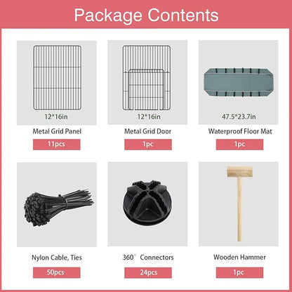 12 Panels Small Animal Playpen,Pet Playpen with Waterproof Mat,C&amp;C Cage for Guinea Pigs,Puppy Play Pen,Bunny Playpen,Indoor Outdoor Portable Metal Wire Yard Fence