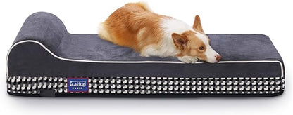 Laifug Orthopedic Memory Foam Extra Large Dog Bed with Pillow and Durable Water Proof Liner &amp; Removable Washable Cover &amp; Smart Design (Large (46"x28"x8"), Black and White Plaid)