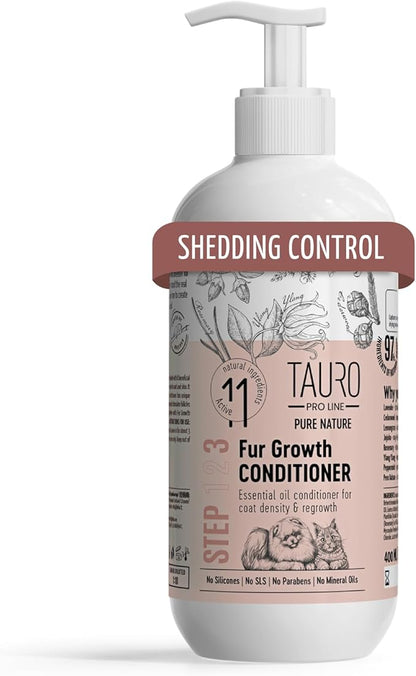 Tauro Pro Line Deshedding Dog Conditioner Detangler, Natural Pet Conditioner for Dogs &amp; Cat Coat Regrowth, Perfect for Poodles &amp; Other Breeds (Fur Growth - 13.5 Fl Oz)