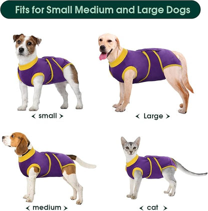 Kuoser Recovery Suit for Dogs Cats After Surgery, Professional Pet Recovery Shirt Dog Abdominal Wounds Bandages, Substitute E-Collar &amp; Cone,Prevent Licking Dog Onesies Pet Surgery Recovery Suit