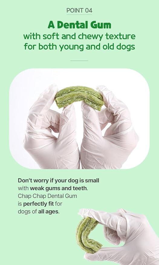 SSOMDALPET Chap Chap Dental Gum for Dogs, 30 Chews | Soft &amp; Chewy, Dental Care Treat, Large Pack, Joint &amp; Bone, Eye &amp; Skin, Gut &amp; Probiotics Options (30 Count, Joint &amp; Bone (Green/Apple))