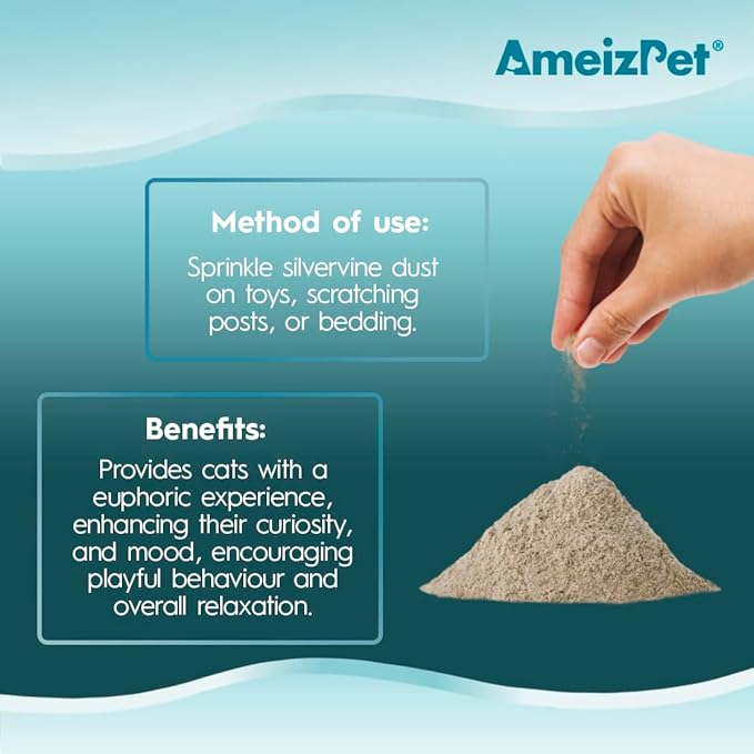 Silvervine Dust for Cats, Catnip Alternative for Training &amp; Play, Cat &amp; Kitten Behaviour Dust 35g (0.08 Oz)