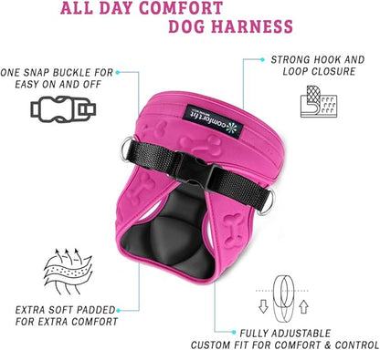 Comfort Fit Dog Harness No Pull No Escape Harness Adjustable Buckles Soft Padded Reflective Choke Step in Dog Vest with Easy Control Handle for Small Medium Large Dogs &amp; Puppies
