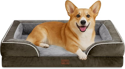 Comfort Expression Medium Dog Beds Waterproof Orthopedic Foam Dog Sofa Beds for Medium Large Dogs Comfy Pet Bed with Washable Removable Cover &amp; Non-Slip Bottom(Medium,Dark Green)