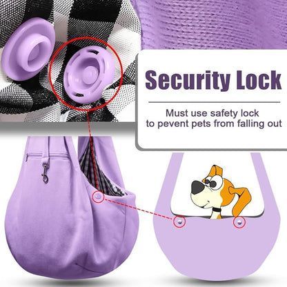 Tomkas Small Dog Sling Carrier - Zipper Pocket &amp; Adjustable Strap - for 3-10 lbs Pets(Light Purple)