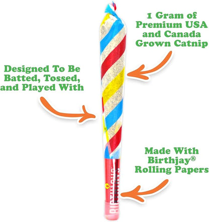 Meowijuana Birthjays Bundle | Birthjays Catnip Joints and Get Lit Cake Refillable Toy | Hand Harvested and Rolled Dried High Potency Catnip | Grown in North America