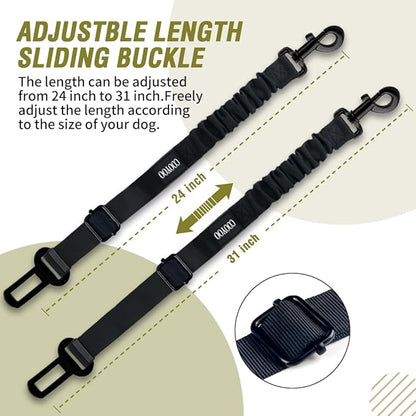 COOYOO Dog Seat Belt,3 Piece Set Retractable Dog Car Adjustable Seatbelts for Vehicle Nylon Pet Safety Heavy Duty &amp; Elastic &amp; Durable Car Harness for Dogs