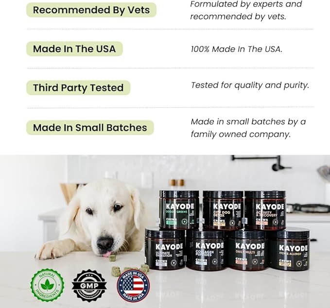 Canine NutriGreens - Natural Dog Vitamins &amp; Probiotics for Dogs. No Messy Powder. Includes Spirulina, Kelp &amp; Antioxidant Berry Mix. 6-in-1 Dog Supplements &amp; Vitamins Chews. Super Greens for Dogs.