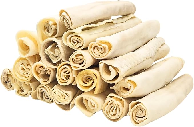 hotspot pets 8-9 Inch Large Rawhide Dog Chew Rolls (20 Pack) - Made from Grass Fed Cows - Great for Dental &amp; Oral Care for Aggressive Chewers Large Dogs, Single Ingredient Treat