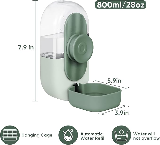 28oz Hanging Automatic Water Dispenser，Rabbit Water Bottle,Bunny Guinea Pig Ferret Water Bowl for Cage,Suitable for Small Animal Puppies(Cage Grid Spacing Over 1.2&
