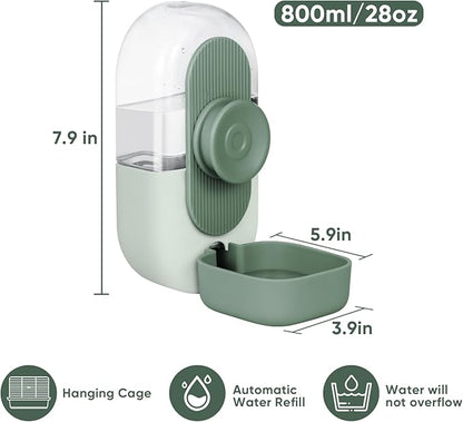 28oz Hanging Automatic Water Dispenser，Rabbit Water Bottle,Bunny Guinea Pig Ferret Water Bowl for Cage,Suitable for Small Animal Puppies(Cage Grid Spacing Over 1.2&