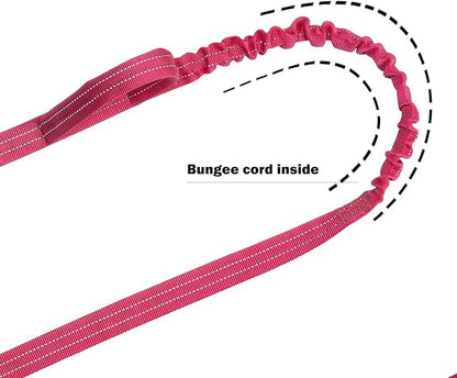 ICEFANG Tactical Dog Leash,K9 Training Walking Bungee Lead with 2 Control Handle,Heavy Duty Quick Release Metal Clasp,for Medium Large Breed (Reflective Pink, 6 FT)